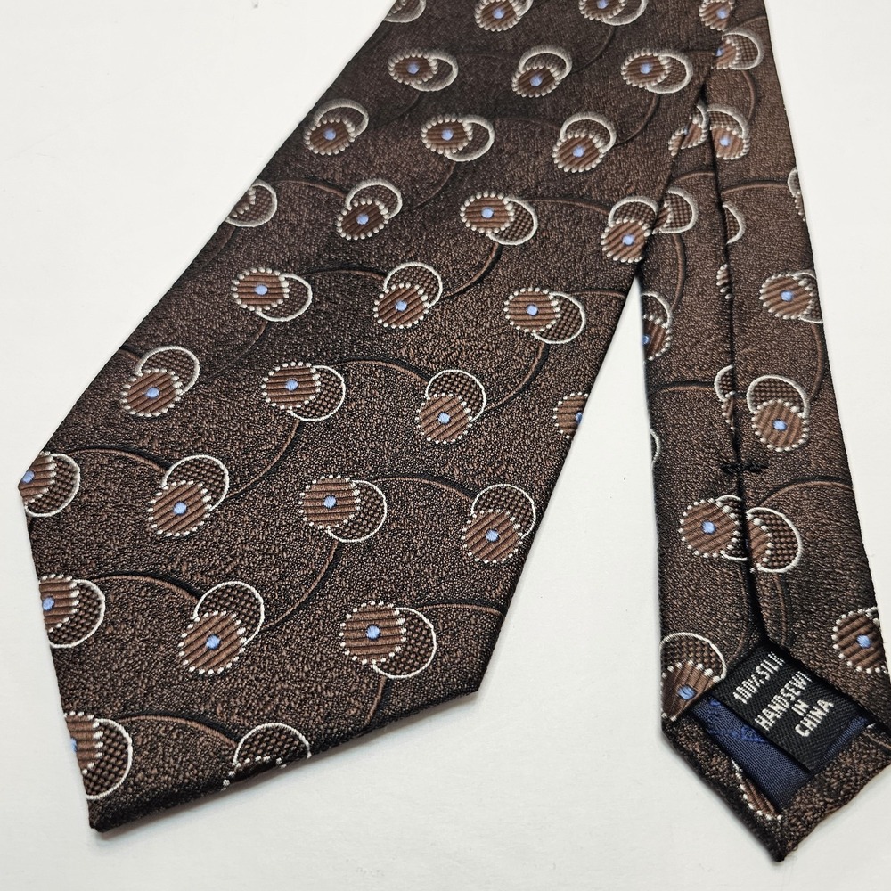 Jos A Bank Silk Tie Brown Geometric Geo Neck Tie Luxury Classicβ Woven Handsewn